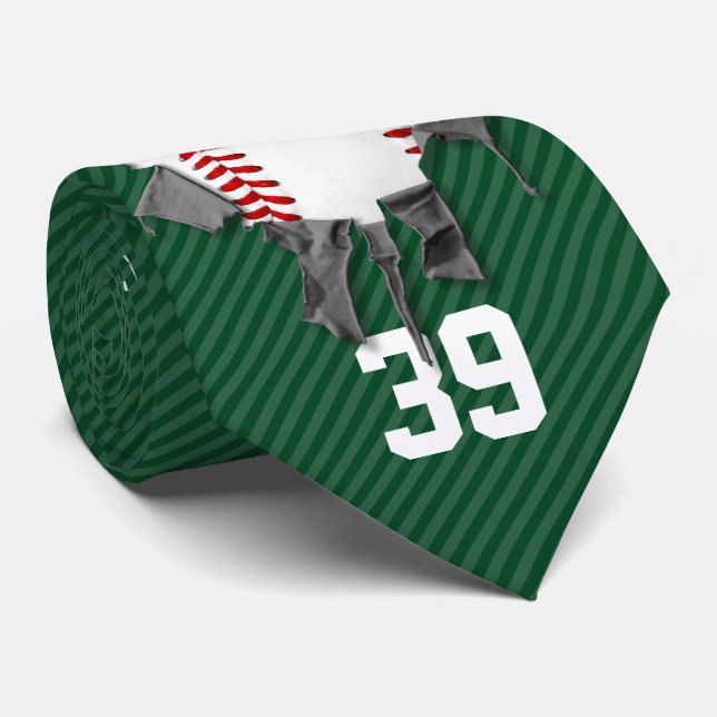 Torn Baseball (dark/personalised) Tie (Rolled)