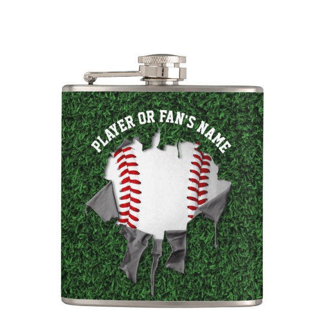 Torn Baseball Hip Flask (Front)