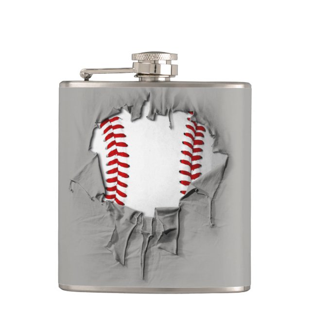 Torn Baseball Hip Flask (Front)