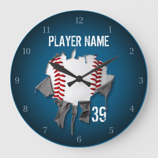 Torn Baseball Large Clock (Front)
