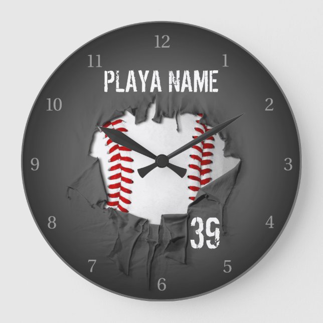 Torn Baseball Large Clock (Front)