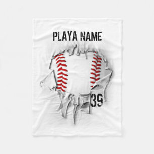Torn Baseball (personalised) Fleece Blanket