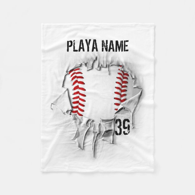 Torn Baseball (personalised) Fleece Blanket (Front)
