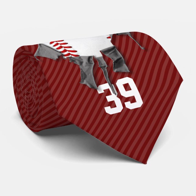 Torn Baseball (personalised) Tie (Rolled)