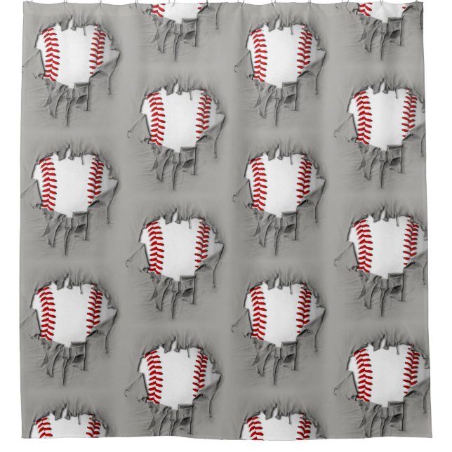 Torn Baseball Shower Curtain (Front)