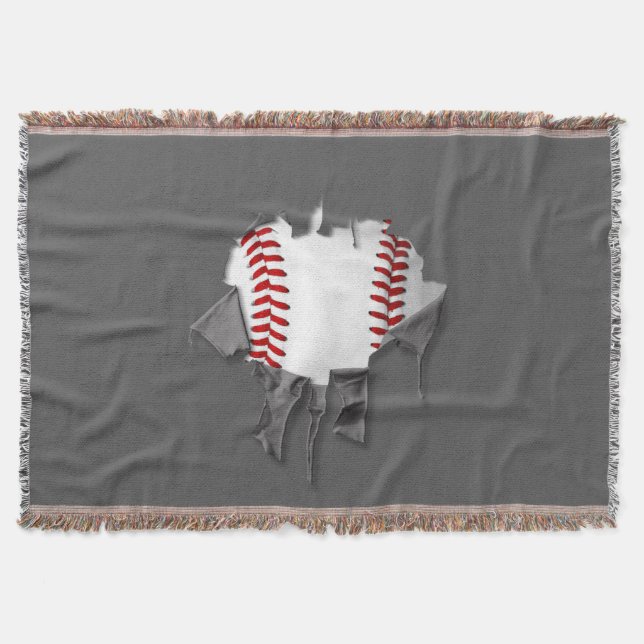 Torn Baseball Throw Blanket (Front)