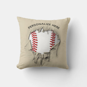 Torn Baseball Throw Pillow