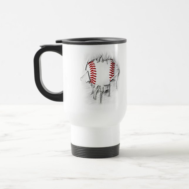 Torn Baseball Travel Mug (Left)