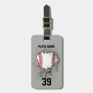 Torn Baseball (white personalised) Luggage Tag