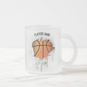 Torn Basketball Frosted Glass Coffee Mug