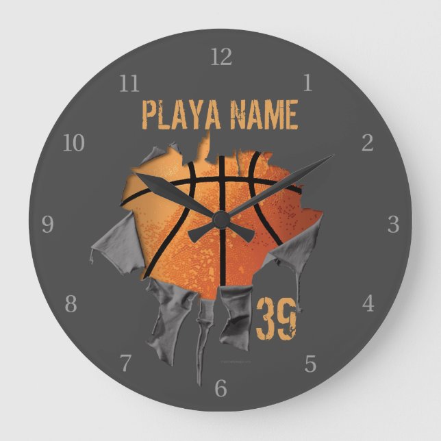 Torn Basketball Large Clock (Front)