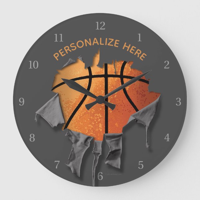 Torn Basketball Large Clock (Front)