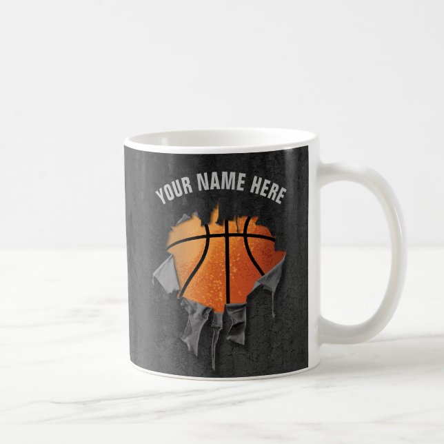 Torn Basketball (Personalised) Coffee Mug (Right)