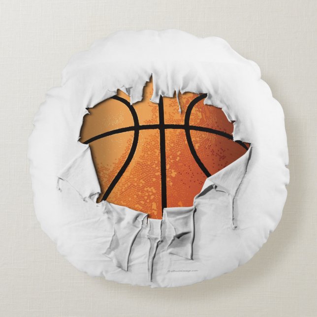 Torn Basketball Round Pillow (Front)