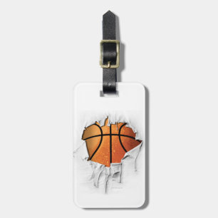 Torn Basketball White Luggage Tag