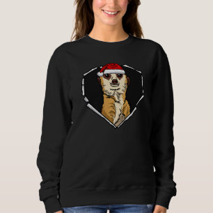 Torn Cloth Meerkat Face With Christmas Hat Hole He Sweatshirt