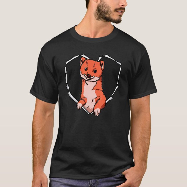 Torn Cloth Weasel Face Torn Hole Heart Weasel Face T-Shirt (Front)