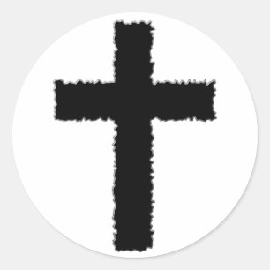 torn cross classic round sticker
