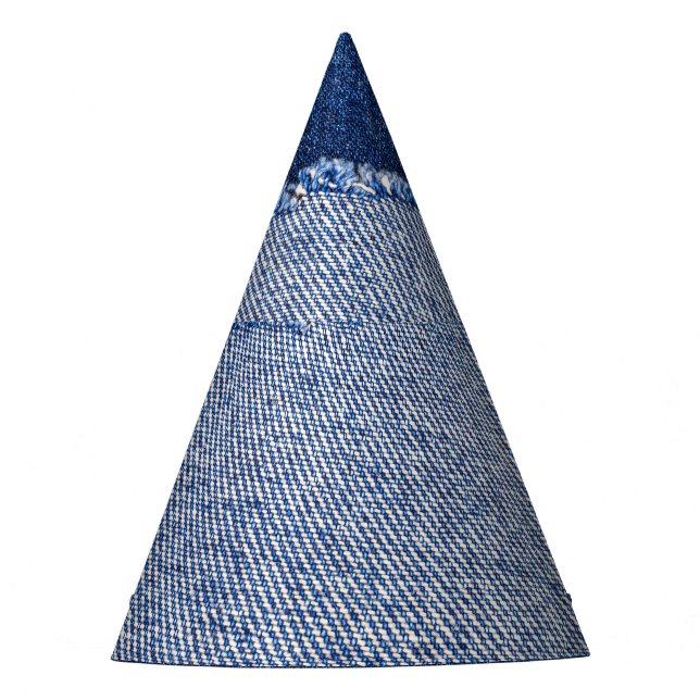 Torn denim: blue jeans fabric. party hat (Front)