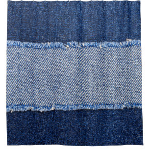 Torn denim: blue jeans fabric. shower curtain