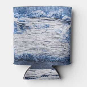 Torn Denim: Blue Texture Can Cooler