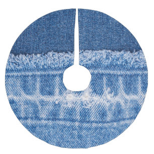 Torn Denim: Double Blue Jeans Frame Brushed Polyester Tree Skirt