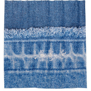 Torn Denim: Double Blue Jeans Frame Shower Curtain