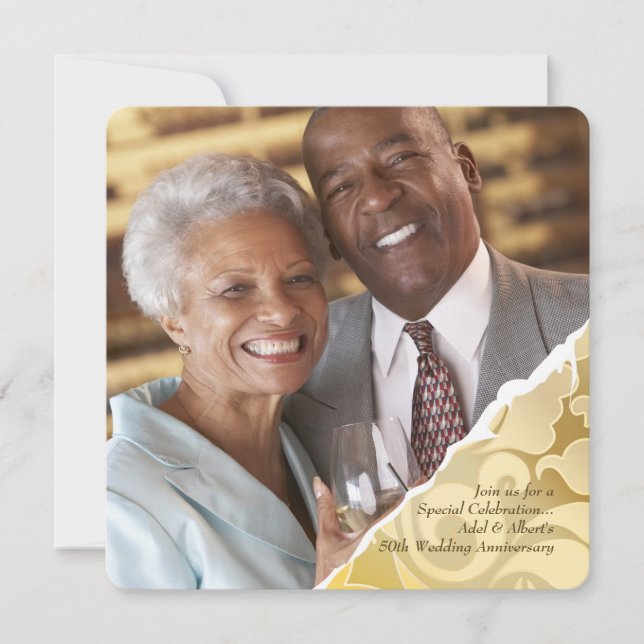 Torn Edges Photo Anniversary Invitation (Front)