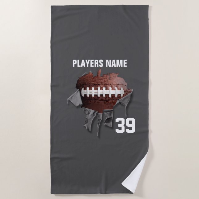Torn Football Beach Towel (Front)