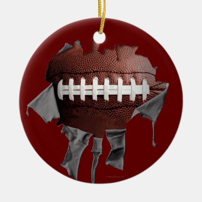 Torn Football Ceramic Tree Decoration (Front)