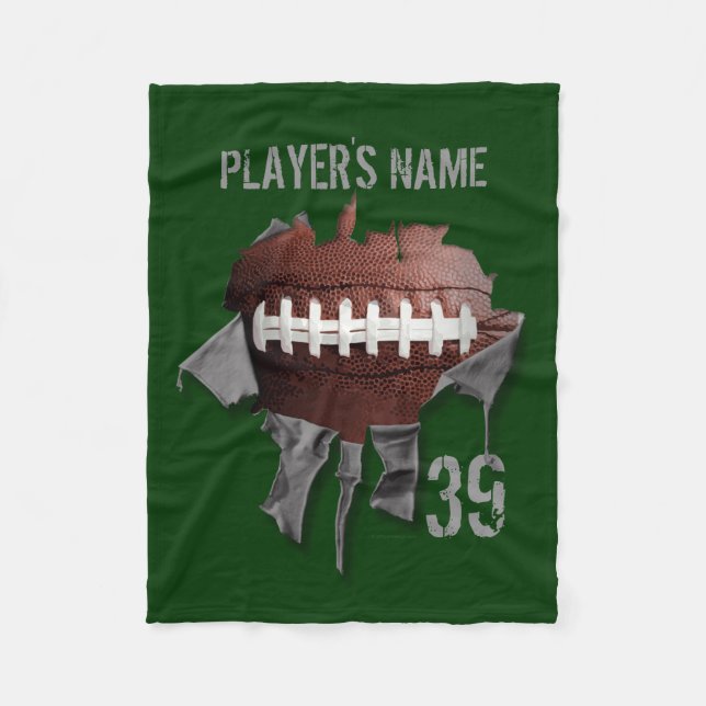Torn Football Personalised Black Fleece Blanket (Front)
