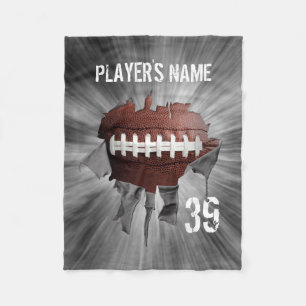 Torn Football Personalised Black Fleece Blanket