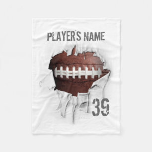 Torn Football Personalised White Fleece Blanket