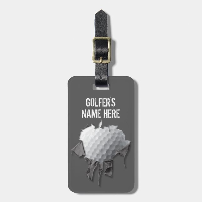 Torn Golf Ball (Personalised) Luggage Tag (Front Vertical)
