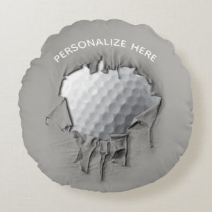 Torn Golf Ball Round Pillow