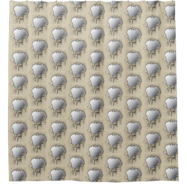 Torn Golf Ball Shower Curtain (Front)