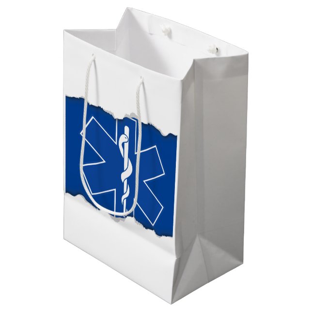 Torn Out Look EMS Paramedic Symbol Medium Gift Bag (Front Angled)