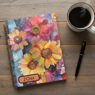 Torn Paper Collage Flowers 20XX  Spiral Planner 