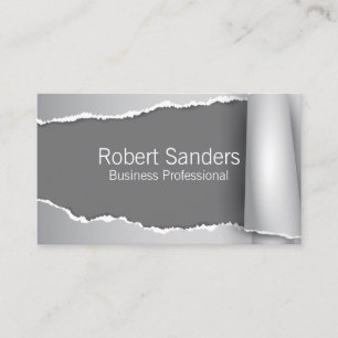 Torn Paper Grey Background Business Card