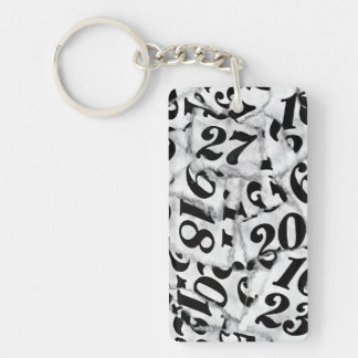 Torn Paper Numbers Collage Art Key Ring