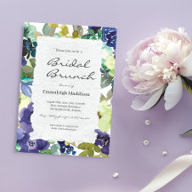Torn Paper Purple Floral Watercolors Bridal Brunch