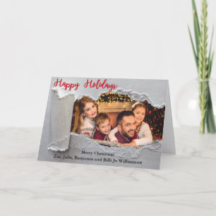 Torn Reveal Holiday Photo Christmas Card
