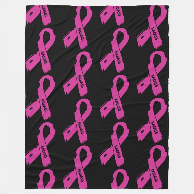 Torn Ribbon/Badass...Breast Cancer Fleece Blanket (Front)