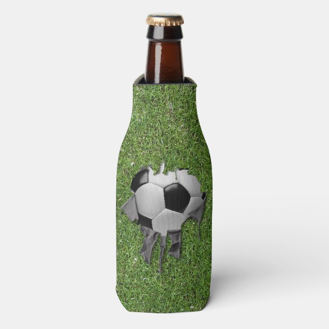 Torn Soccer Black Bottle Cooler (Bottle Front)