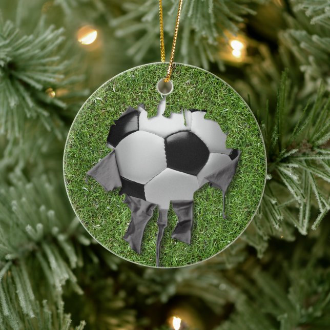 Torn Soccer Ceramic Ornament (Tree)