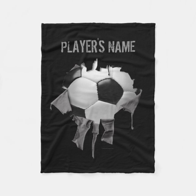 Torn Soccer Personalised Black Fleece Blanket (Front)
