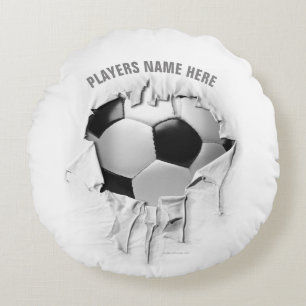 Torn Soccer Round White Pillow