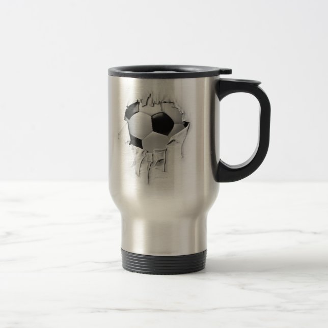 Torn Soccer Travel Mug (Right)