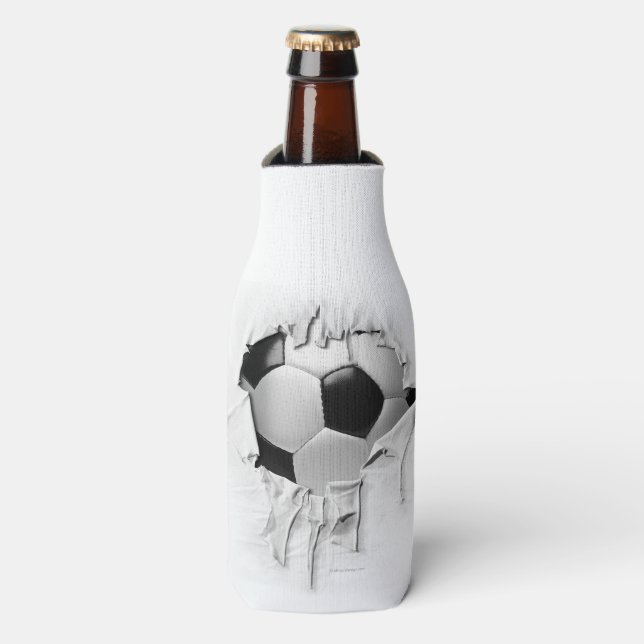 Torn Soccer White Bottle Cooler (Bottle Front)