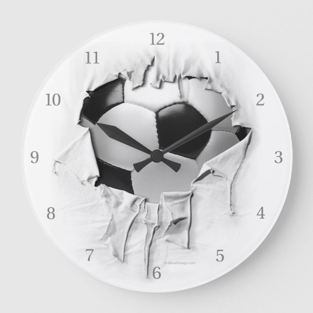 Torn Soccer White Wall Clock (Front)